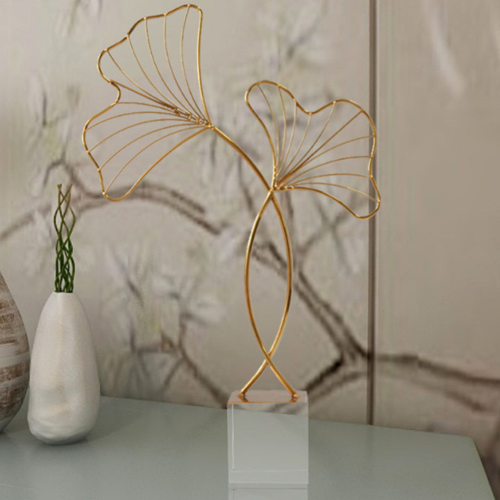 Cặp lá Ginkgo tài lộc decor trang trí đẹp để bàn