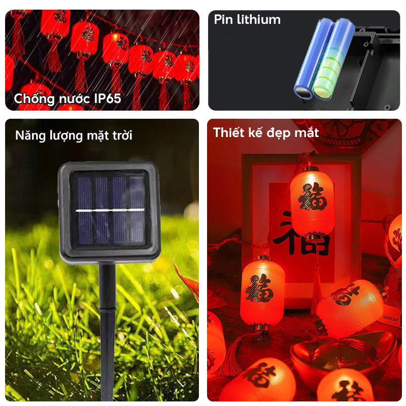 Đèn trang trí năng lượng mặt trời đèn lồng dài, tiết kiệm điện, bóng siêu sáng, chống thấm nước - DA3208