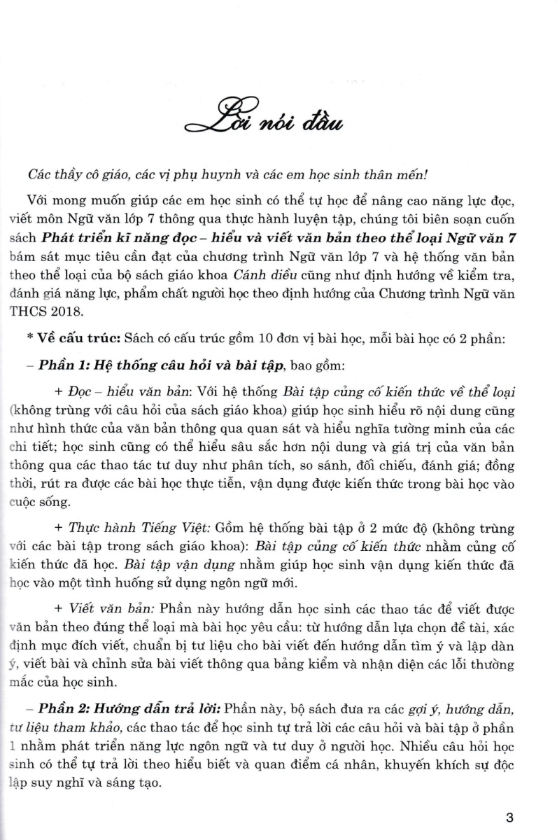 Phát Triển Kĩ Năng Đọc - Hiểu Và Viết Văn Bản Theo Thể Loại Môn Ngữ Văn 7 (Bám Sát SGK Cánh Diều) - HA