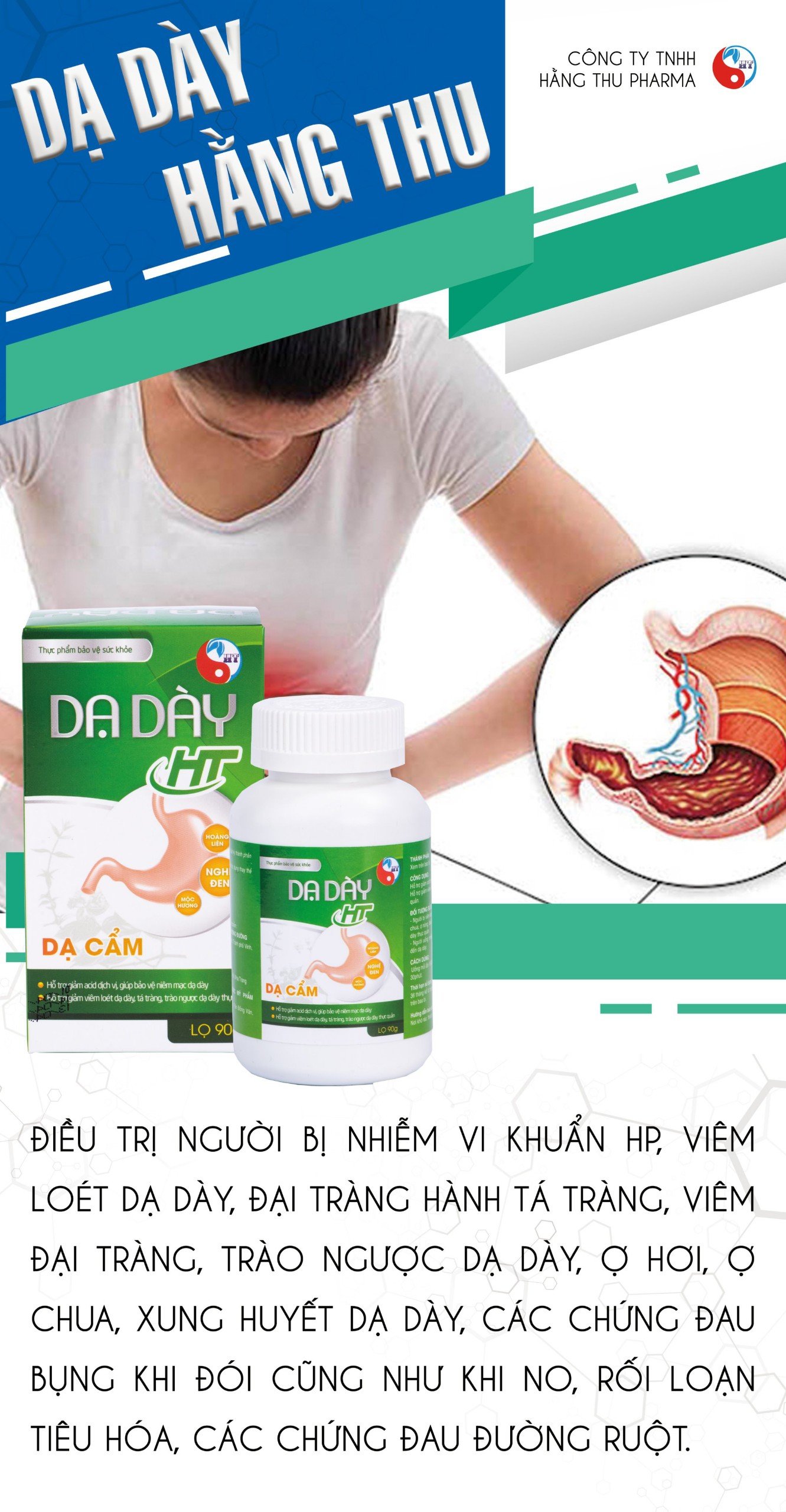 Viên Uống Dạ Dày HT đau thượng vị, ợ hơi, ợ chua, chướng bụng, HP