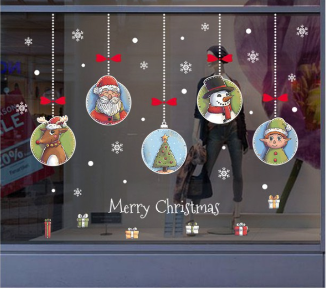 Decal trang trí tường Noel - Rèm Dây Pha Lê Họa Tiết