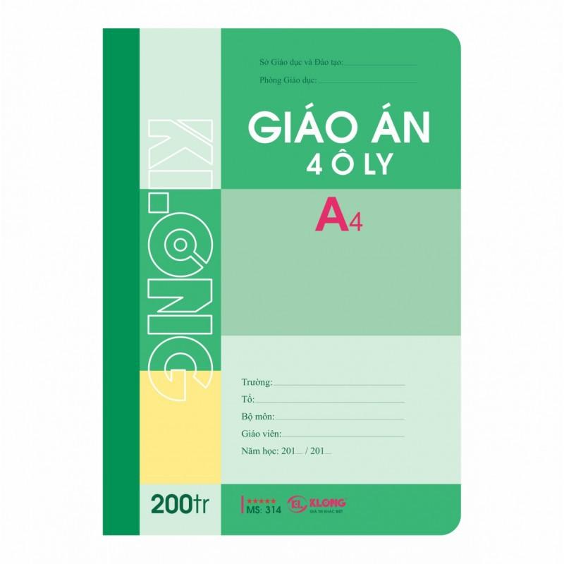 Sổ giáo án 4 ô ly KLONG A4 200 trang 70/92; MS: 314T4