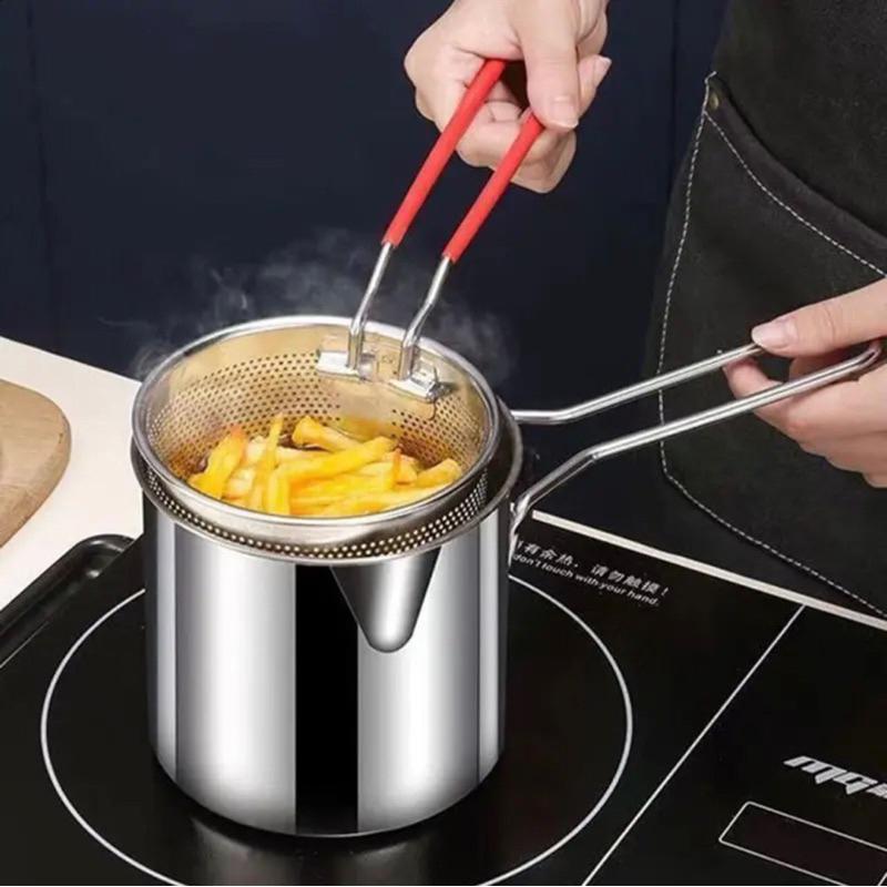 Bộ Nồi Chiên Ngập Dầu Kèm Rổ  Lọc Dầu 2 IN 1 - Nồi Chiên Nhúng Ngập Dầu Inox 304 Cao Cấp Có Tay Cầm Không Nắp Tiện Dụng
