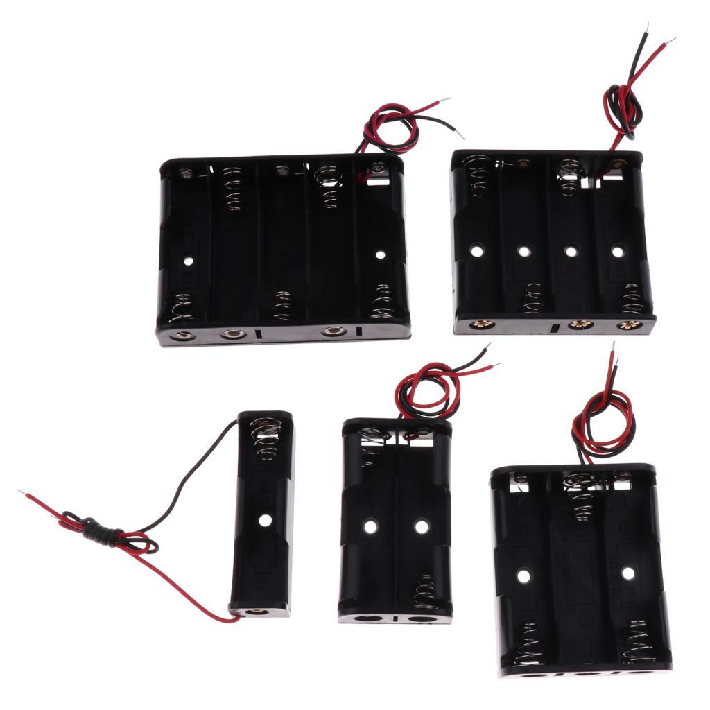 5Piece AA Battery Holder Storage Cases Protective Black