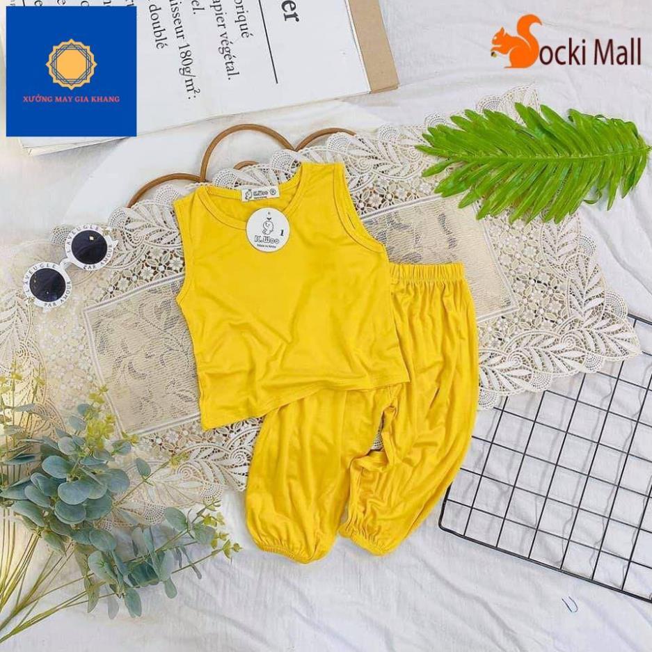Đồ bộ quần áo thun bé trai, bé gái mặc cùng nhau, ba lỗ trơn, chất cotton mát mẻ - Quần áo trẻ em