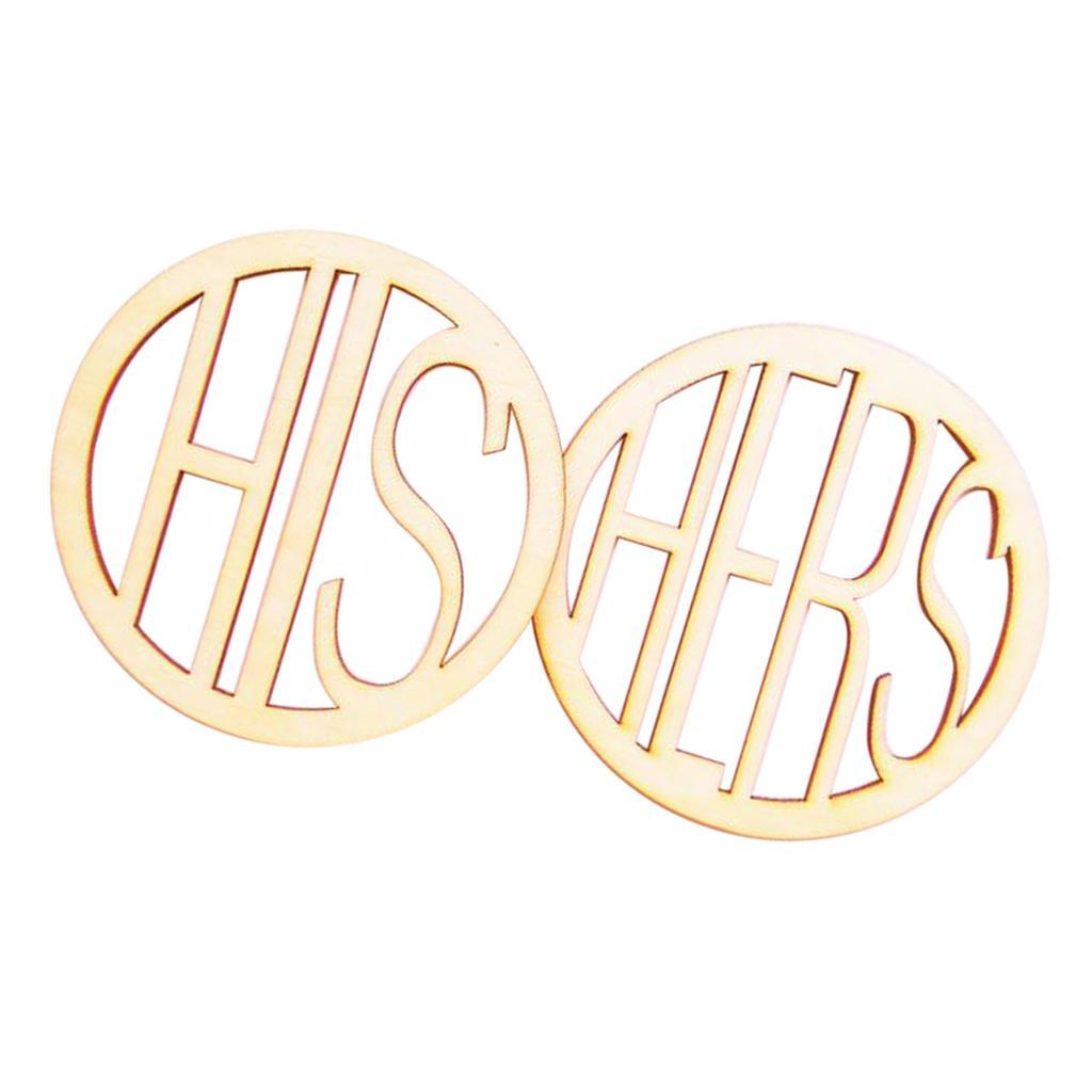 His and Hers Wooden Coasters Drinks Cup Mats Set Wedding Housewarming Gift