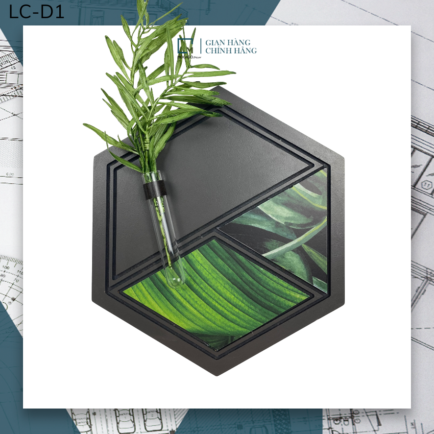 Bộ đồ trang trí gỗ treo tường lục giác màu đen decor treo tường decor phòng MOLAGO - LC