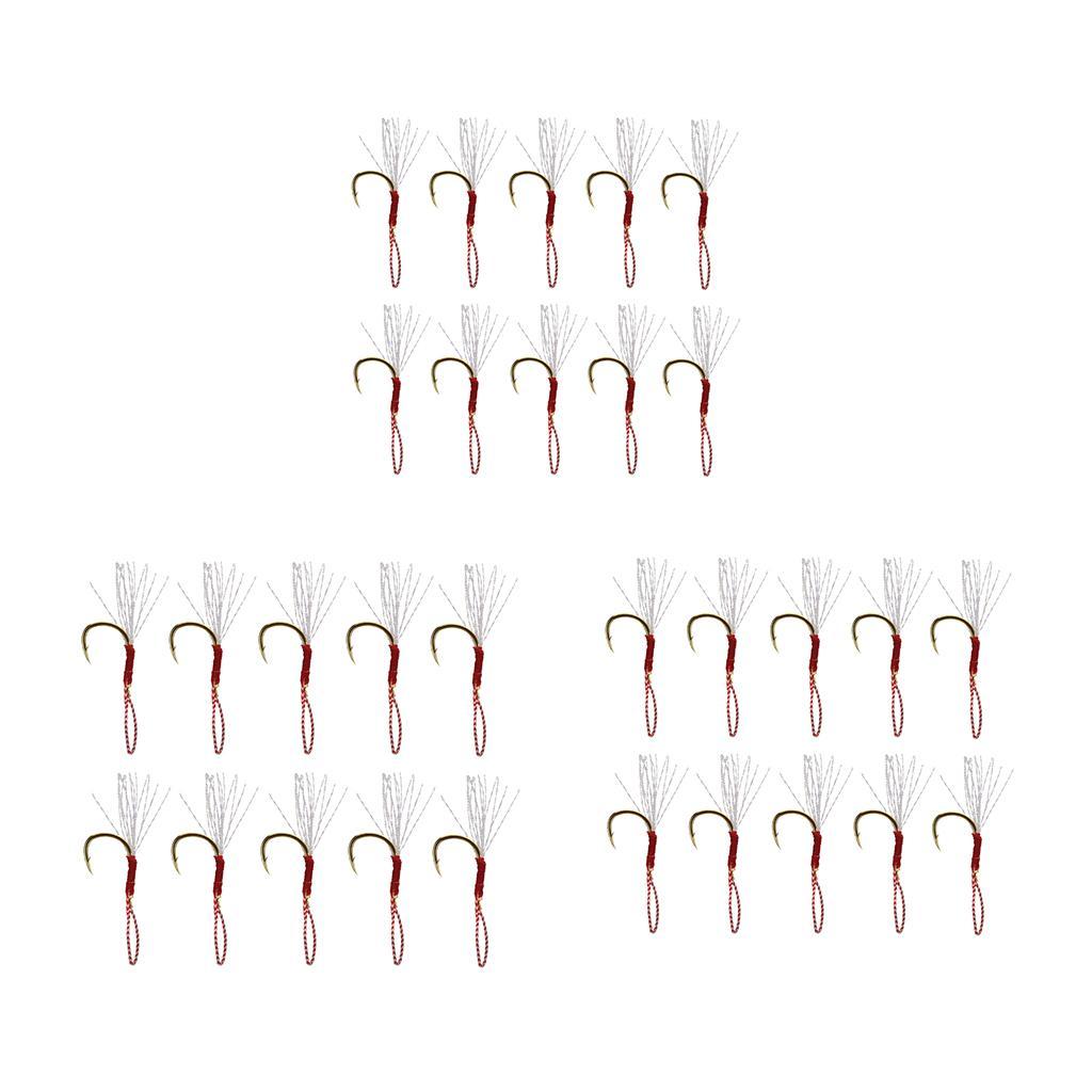 30pcs Fishing Assist Jig Hook Live Baits Hooks With Braid Lines 12/14/16#