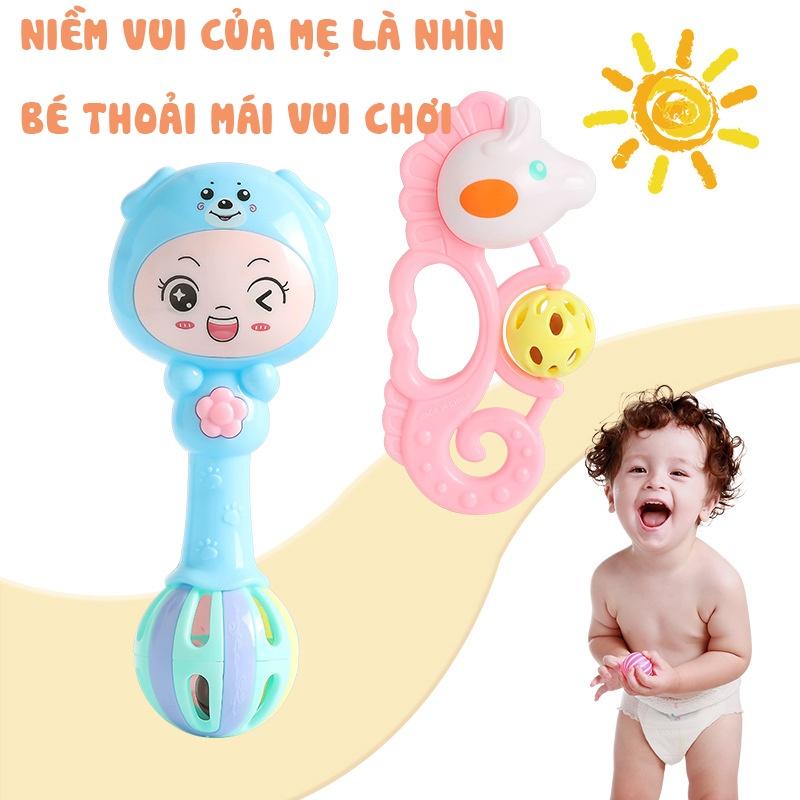 Chuông lục lạc cầm tay 7 món - Trống lục lạc nhiều món hình các nhân vật hoạt hình cực vui nhộn, dễ thương dành cho bé