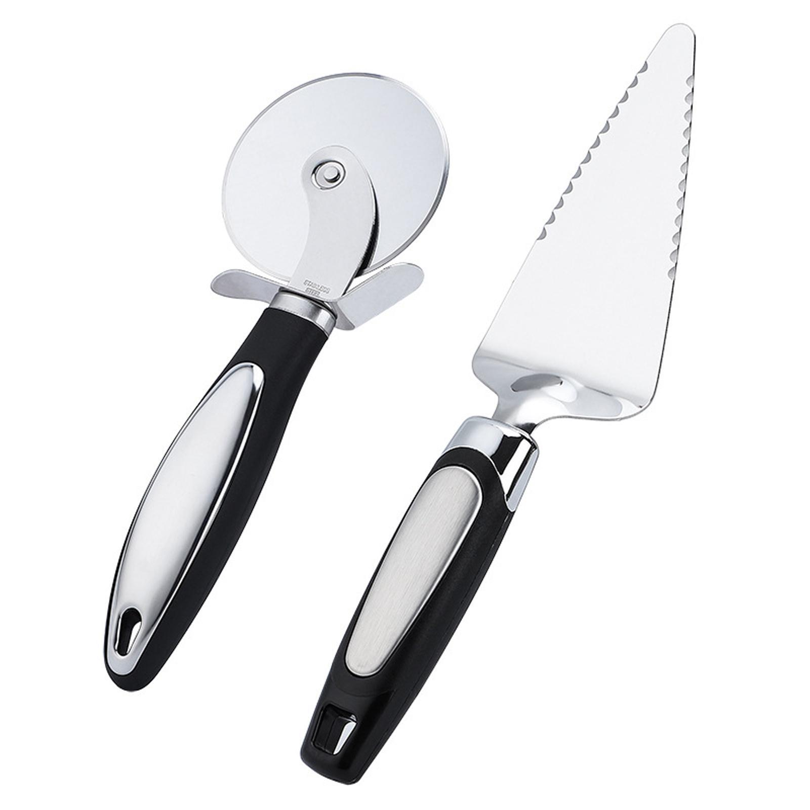 2Pcs Pizza Slicer and Spatula for Large and Small Pizza Serrated Pizza Wheel
