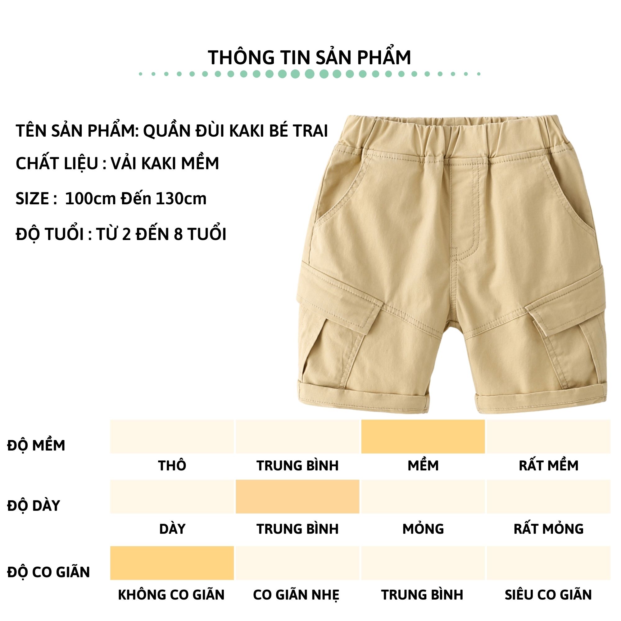 Quần short Kaki bé trai 27Kids WELLKIDS Quần đùi nam cho trẻ từ 2-10 tuổi BSKK1