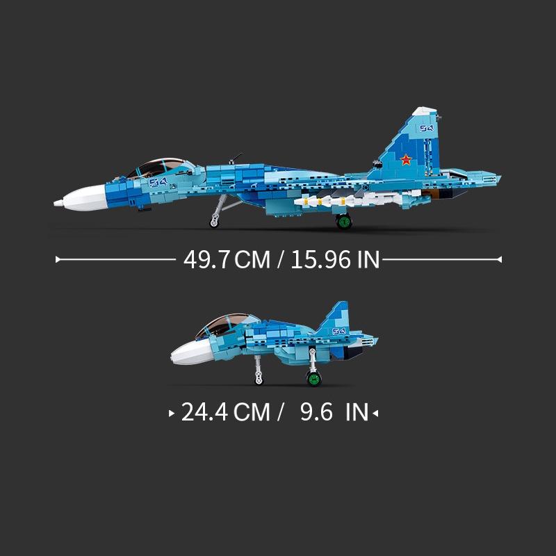 Đồ chơi Lắp ráp Máy bay tiêm kích Nga Su-27, Sluban M38-0985 Sukhoi Flanker Xếp hình thông minh