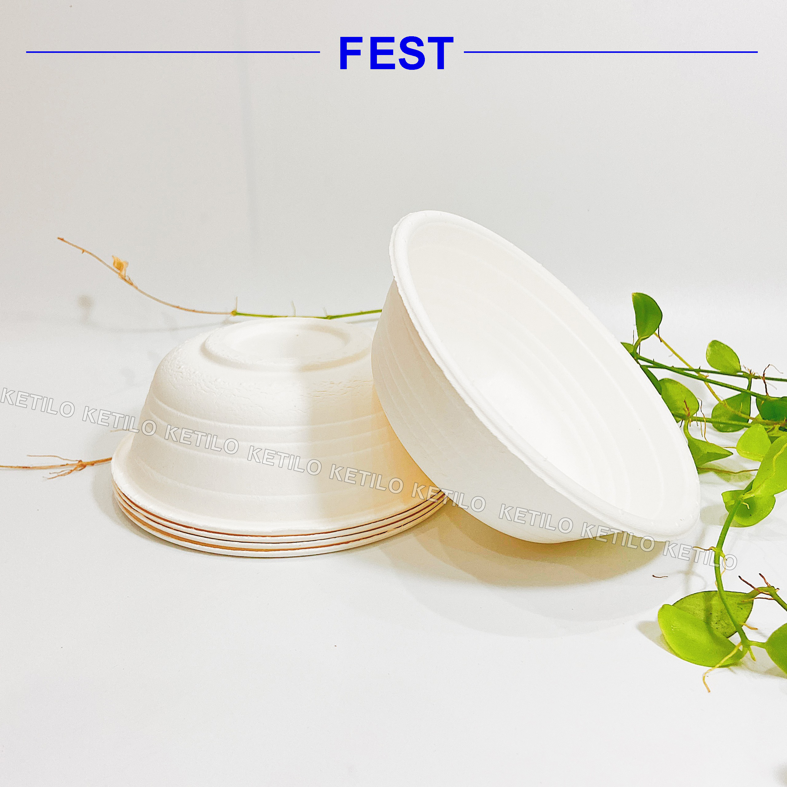 Sét 50 Chén(Bát) Giấy FEST BIO BOWL 350mlTHÁI LAN Hàng Nhập Khẩu Cao Cấp, Dùng Tốt Trong Lò Vi Sóng, Lò Nướng Dùng 1 Lần Tiện Lợi, An Toàn - CHÍNH HÃNG F012(Tặng Móc Khóa KETILO)