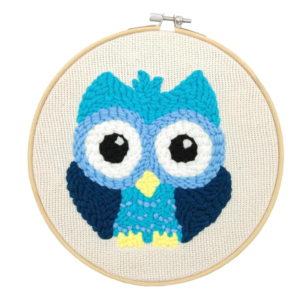 2 Sets Animal Owl Punch Kits With Punch Embroidery Pen DIY Crafts