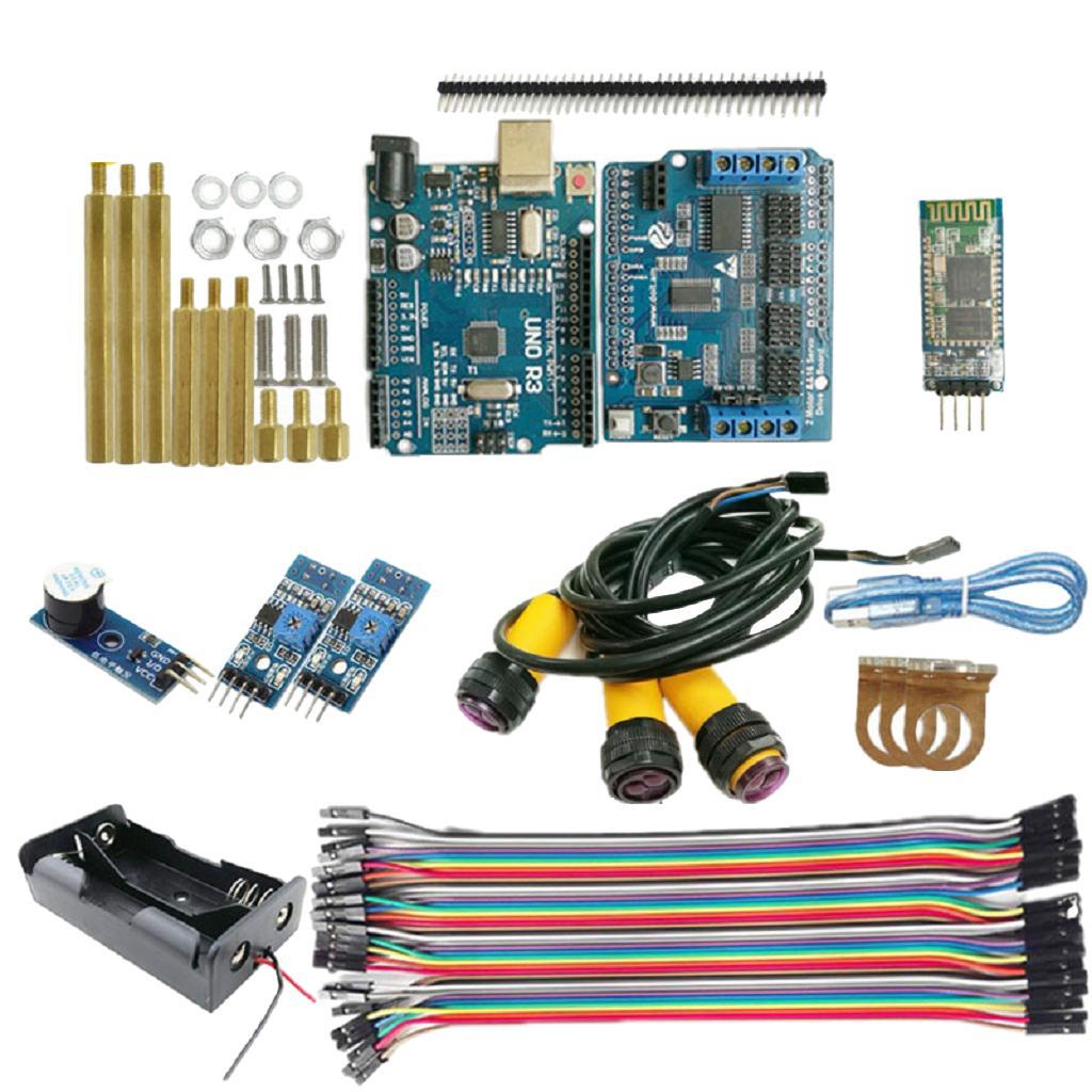 WiFi Control Kit UNO R3 Plate Motor Shield For Obstacle Avoidance Track Uno R3 Starter Kit with All Sensors & Plastic Box for Robotics & Electronics