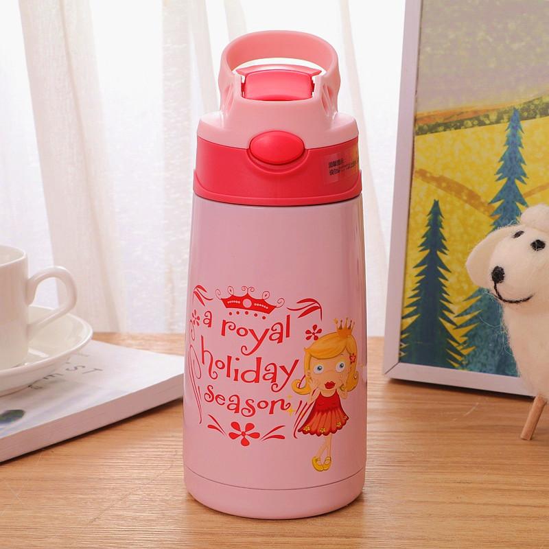 400ml Trẻ Em Inox Giữ Nhiệt Cốc Tập Uống Có Ống Hút Hình Hoạt Hình Chống Rò Rỉ Chân không Trẻ Nhiệt Bình Thermocup