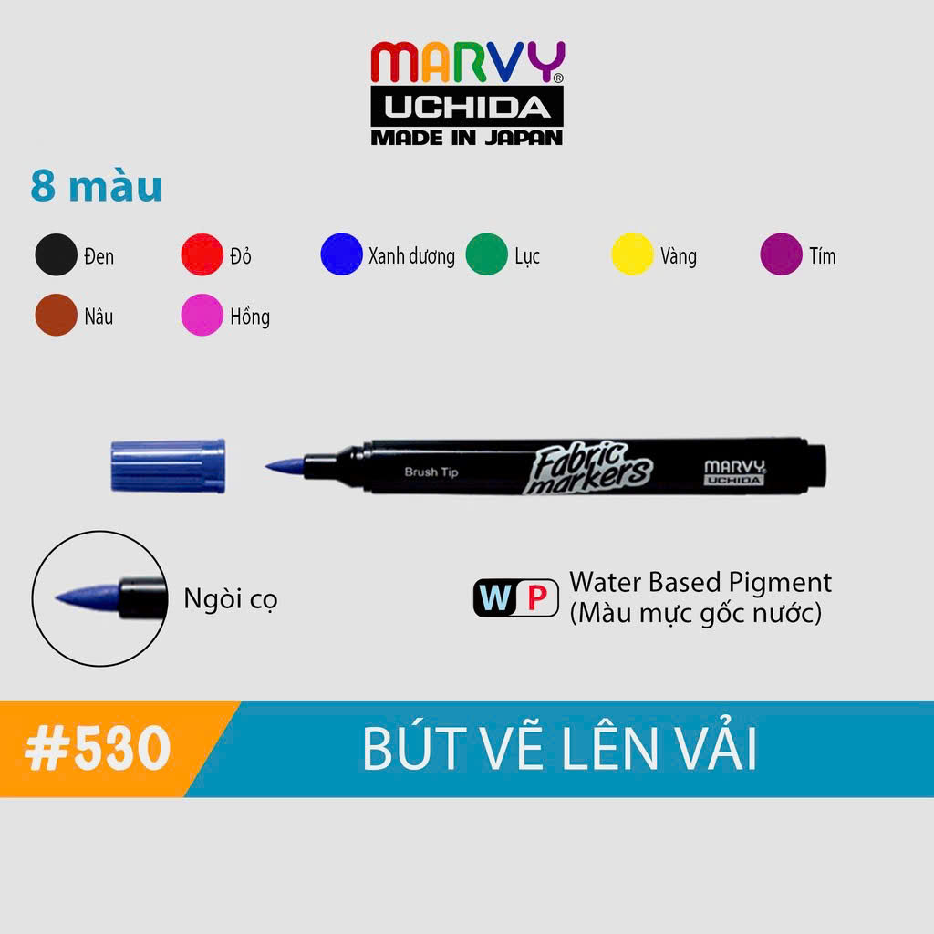 Bút Vẽ Vải Không Bay Màu Marvy Uchida 530 ngòi cọ