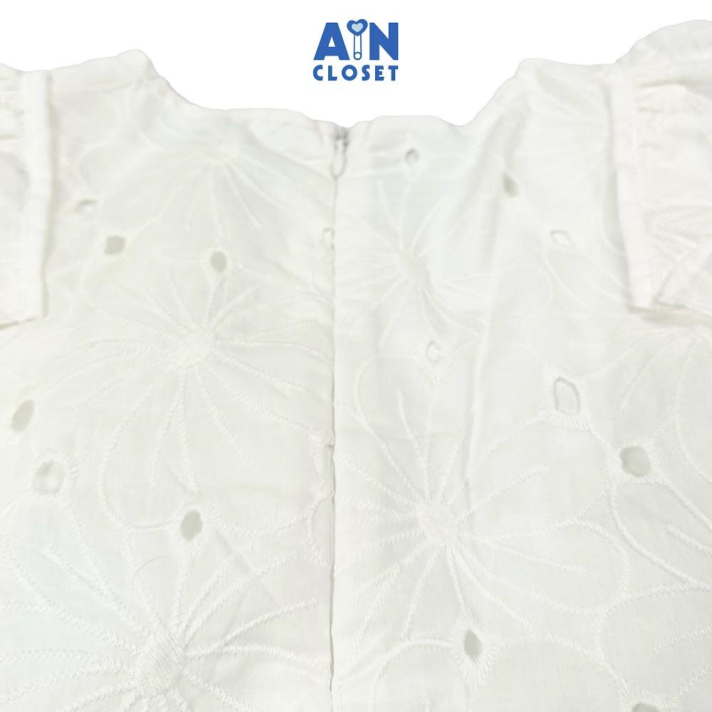 Đầm bé gái họa tiết Hoa Quỳnh Trắng cotton thêu - AICDBG57VRLH - AIN Closet