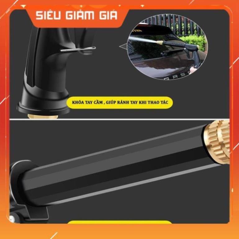 Bộ dây và vòi xịt rửa xe tưới cây tăng áp,vòi xịt rửa,vòi tưới cây 810-2621-1 (dây vàng dẹt- cút nối đen)