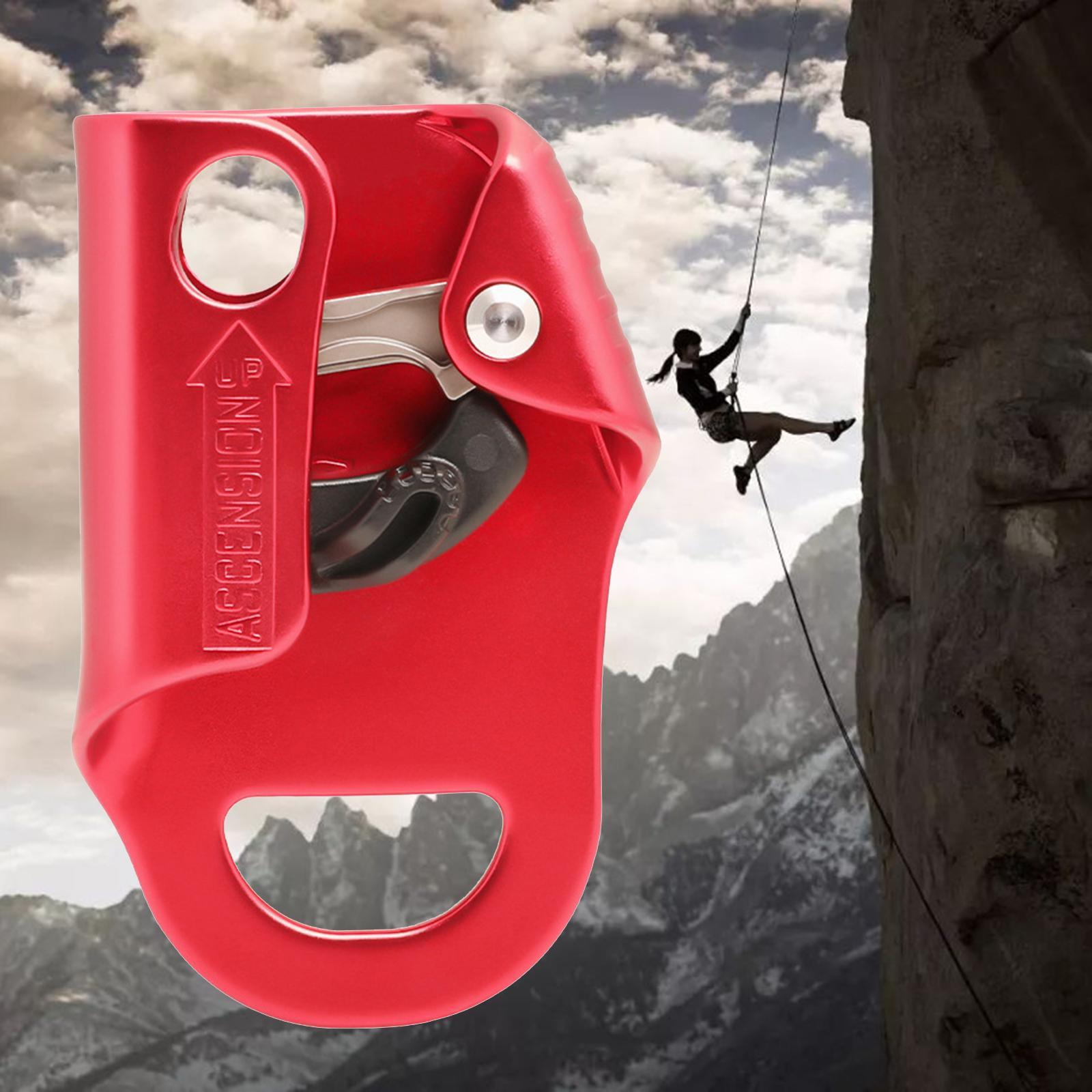 Climbing Hand Ascender Pulley Gear Rope Aviation Aluminum for Caving Roofing Red