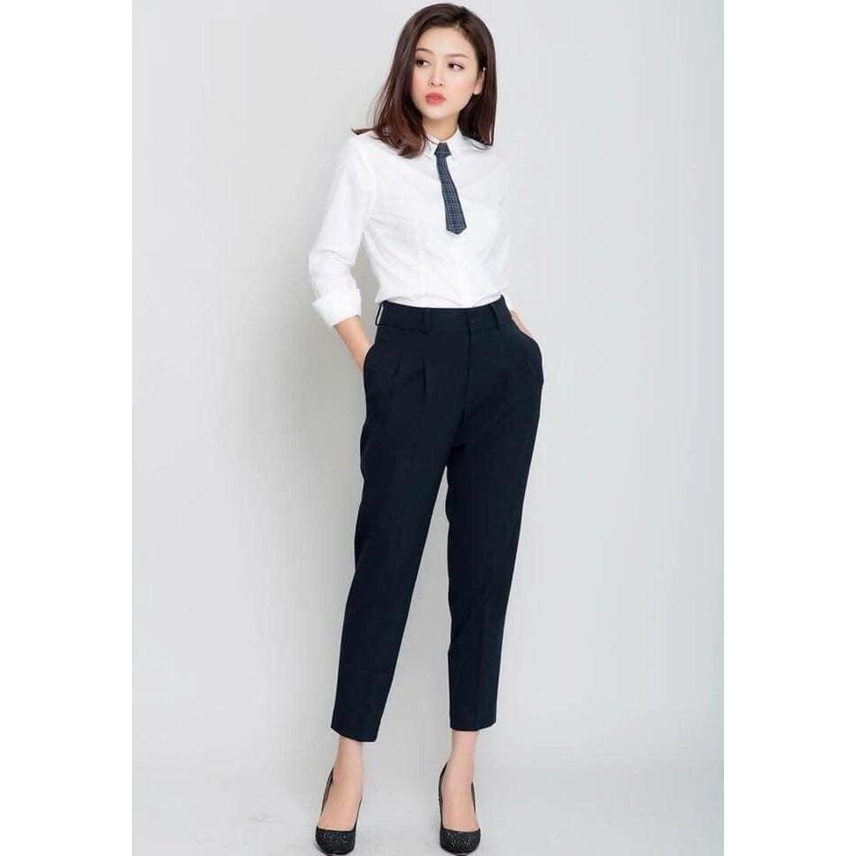 Quần tây nữ lưng cao chất tuyết mưa đẹp