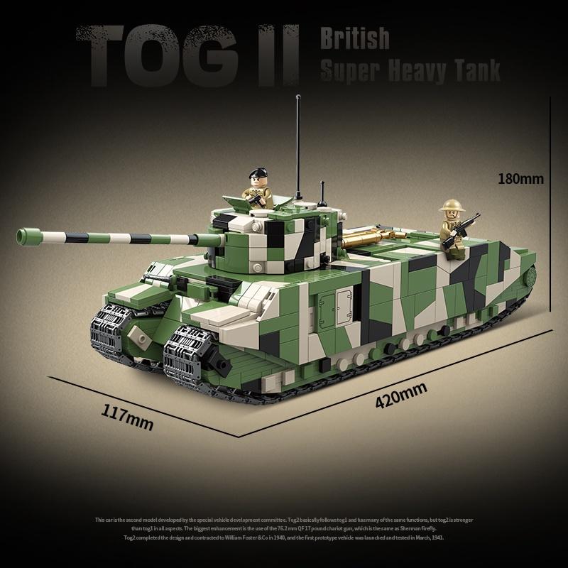 Đồ chơi Lắp ráp Xe Tăng Anh hạng nặng TOG II, Quanguan 100241 British Tank, Xếp hình thông minh, Mô hình xe tăng