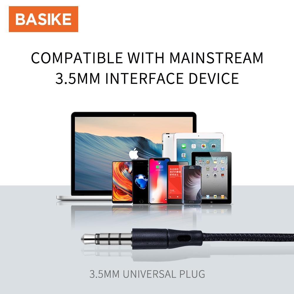 Tai nghe BASIKE FON2241 Jack 3.5mm tích hợp Mic cho iOS &amp; Android-Hàng chính hãng