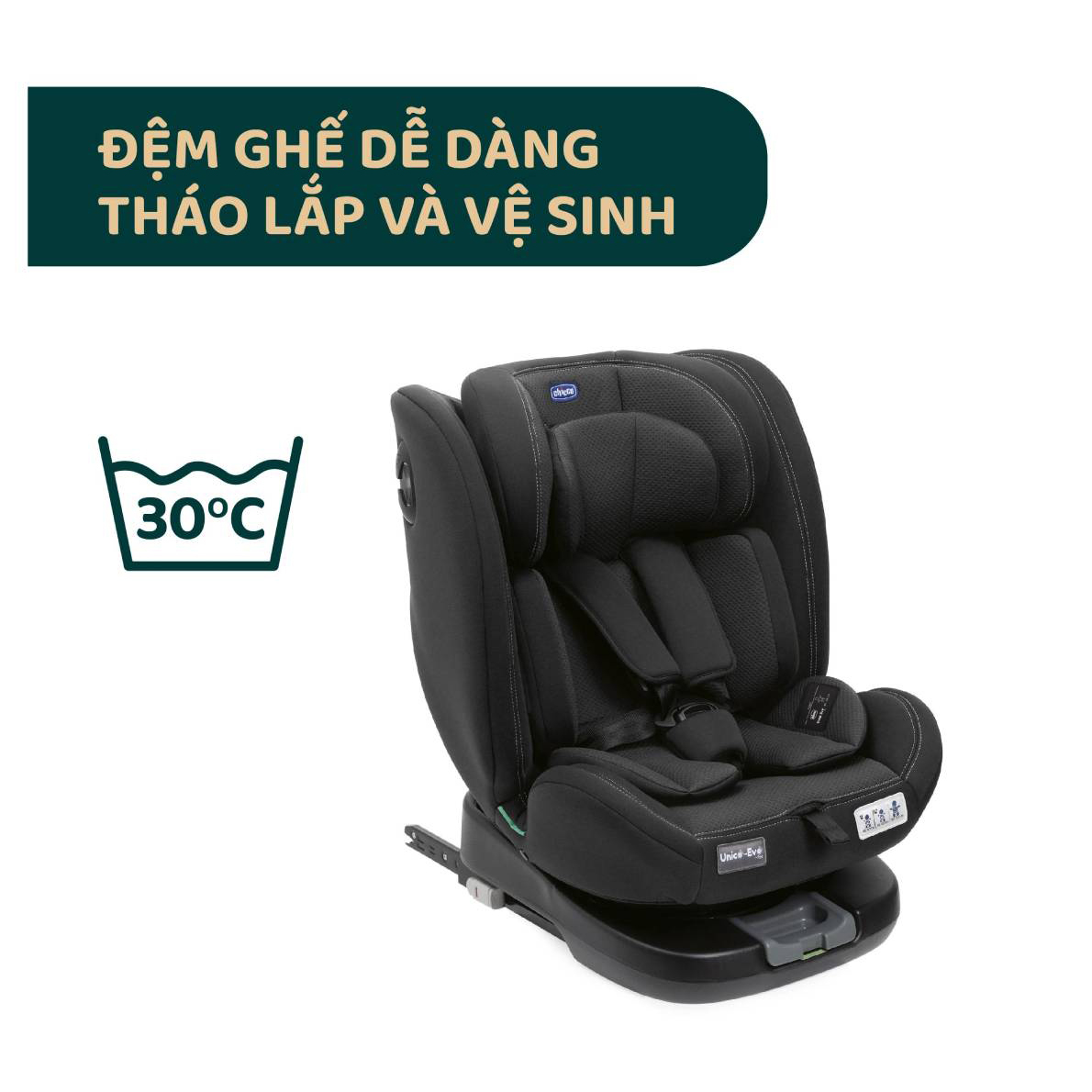 Ghế ô tô Chicco Unico Evo Classic xoay 360˚ ISOFIX - Màu Đen