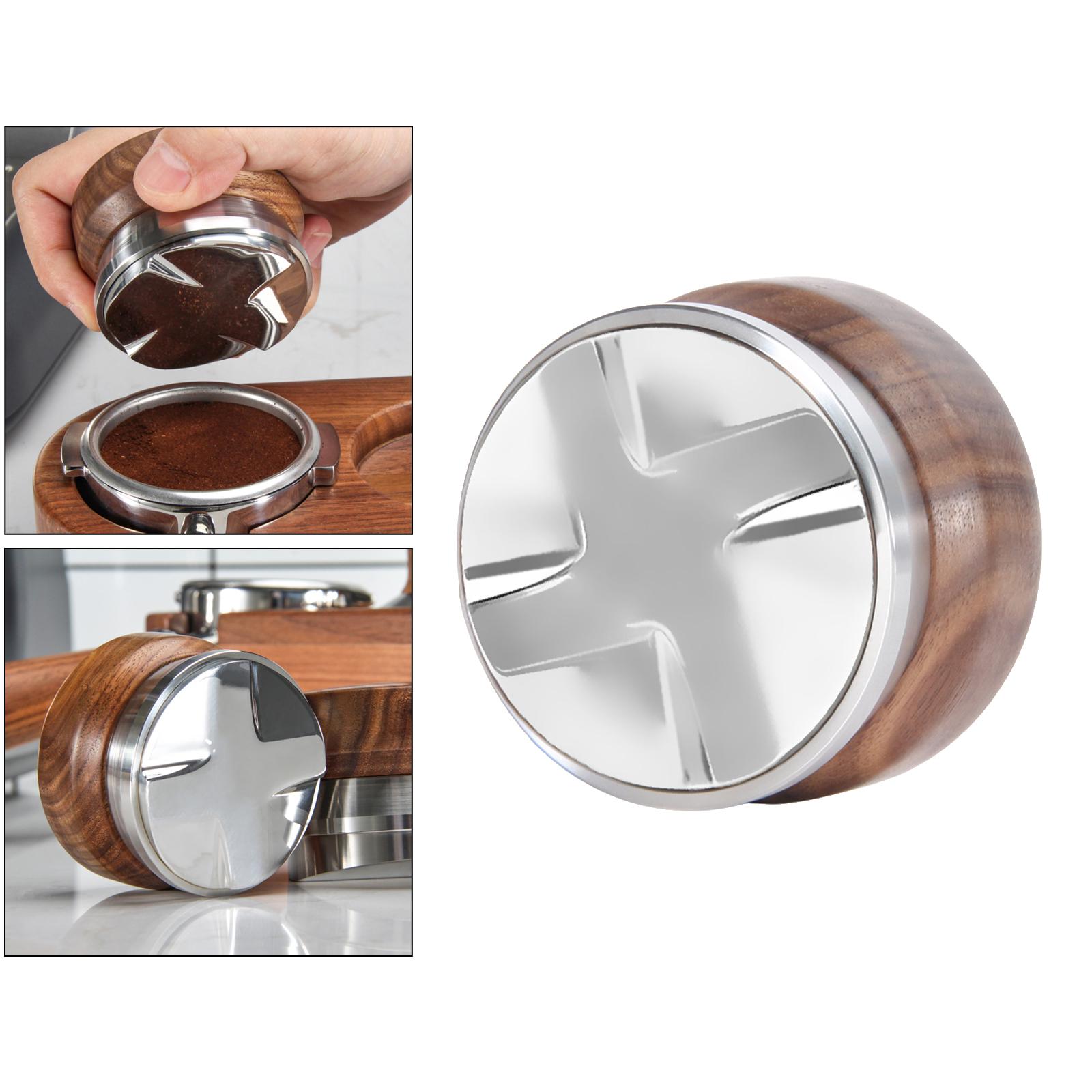 Coffee Distributor/Leveler Tool, Coffee Tamper, Stainless Steel Base Wood Handle, Adjustable, Powder Press