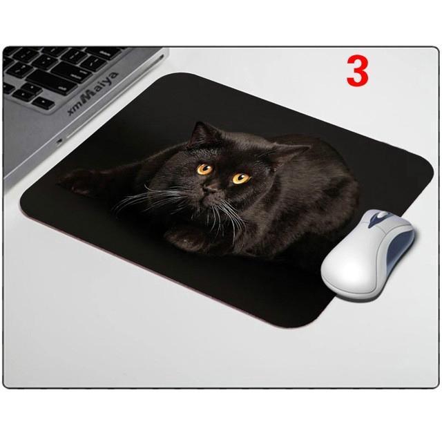 Miếng Lót Chuột Chống Trượt In Hình Mèo Đen 20x25cm