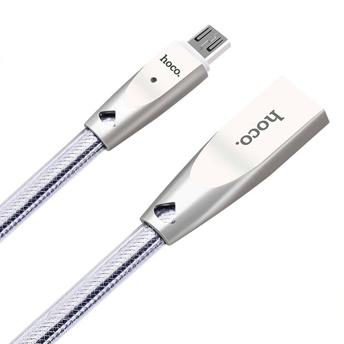 Cáp Sạc Hoco U9 MICRO USB Cho Android Dài 2M Chống Đứt Có Đèn Led + Tặng Iring Khay - Chính Hãng