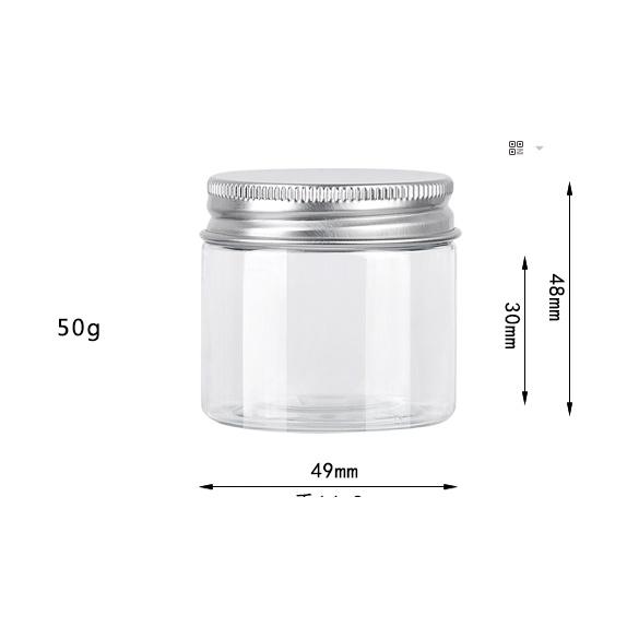 Hũ nhựa PET thân TRONG nắp nhôm 50g - 100g (không miếng lót) - hủ chiết mỹ phẩm, đựng kem, DU LỊCH