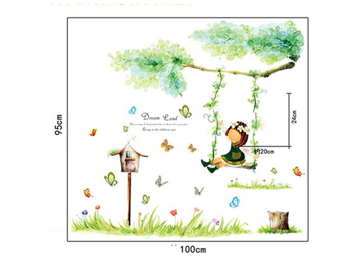 DECAL DÁN TƯỜNG CÔ GÁI XÍCH ĐU