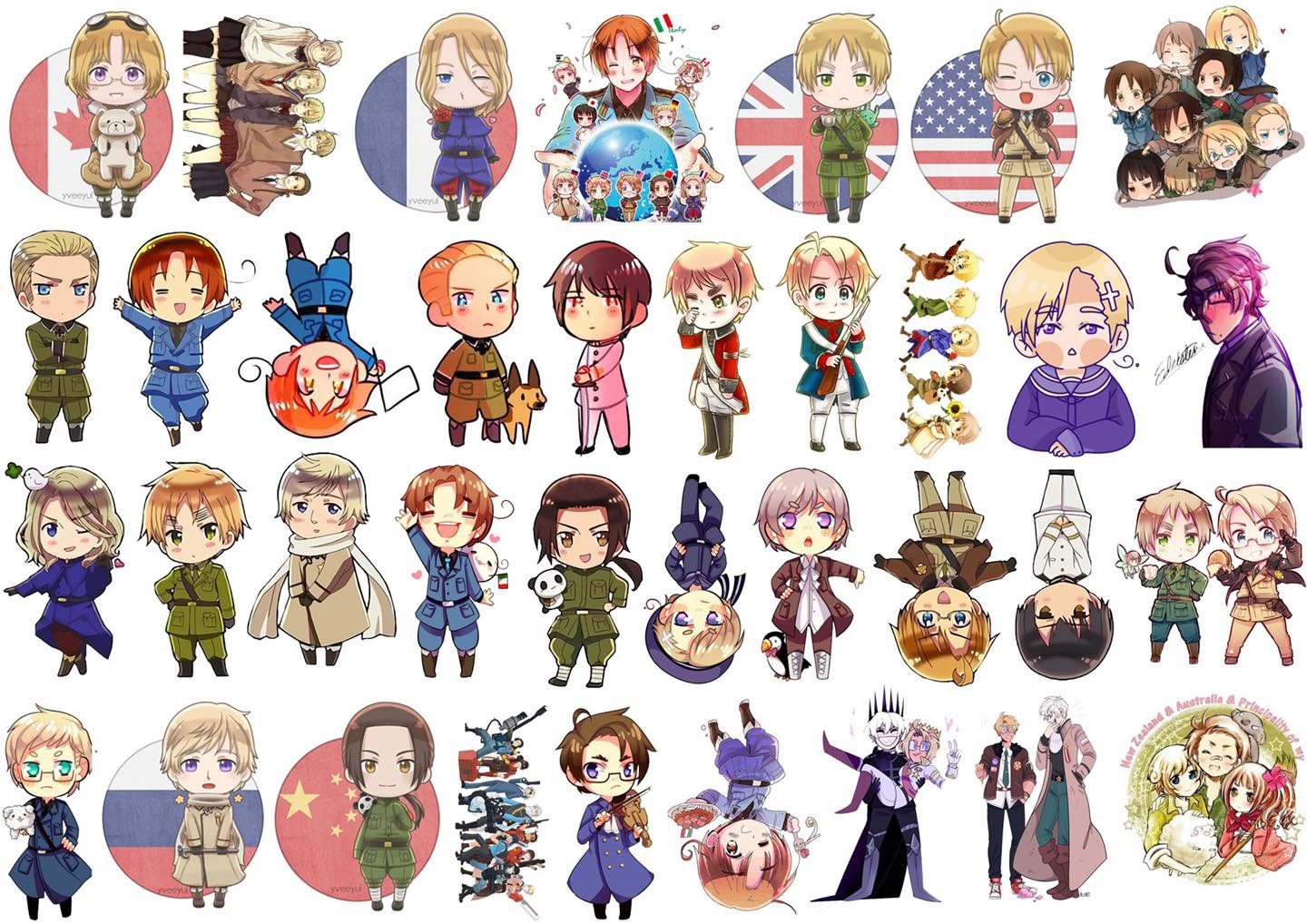 Ảnh Sticker Hetalia Axis 30-100 hình ép lụa khác nhau/ Hình dán anime Hetalia axis