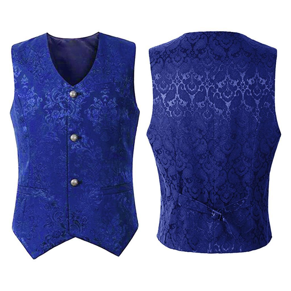 Men's Medieval Jacquard Waistcoat Steampunk Slim Fit Dress Vest