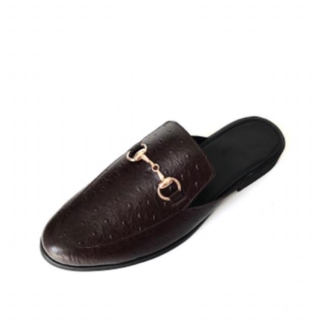 Giày Sục da nam đà điểu đen/ nâu TEFOSS HT01 size 38-43