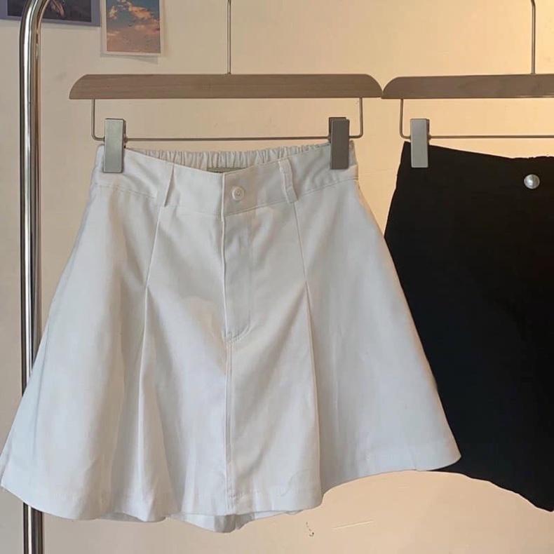 Chân váy kaki basic xếp ly mẫu mới_002 babydoll bánh bèo mầu trắng