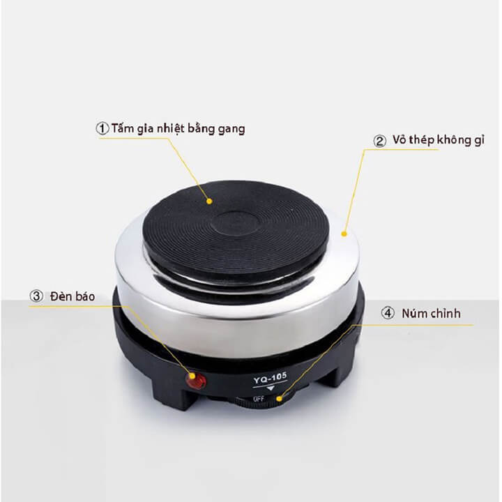 Bếp điện mini 500W đa năng không kén nồi chuyên dùng cho ấm pha cafe moka pot, bếp điện pha trà, cà phê, đun sáp, phích cắm 2 chấu