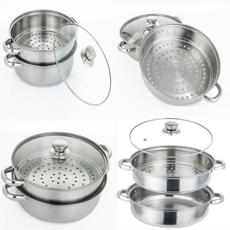 Nồi Hấp Inox Đa Năng 3 TẦNG 28CM Dùng Cho Cả Bếp Từ Và Bếp Ga