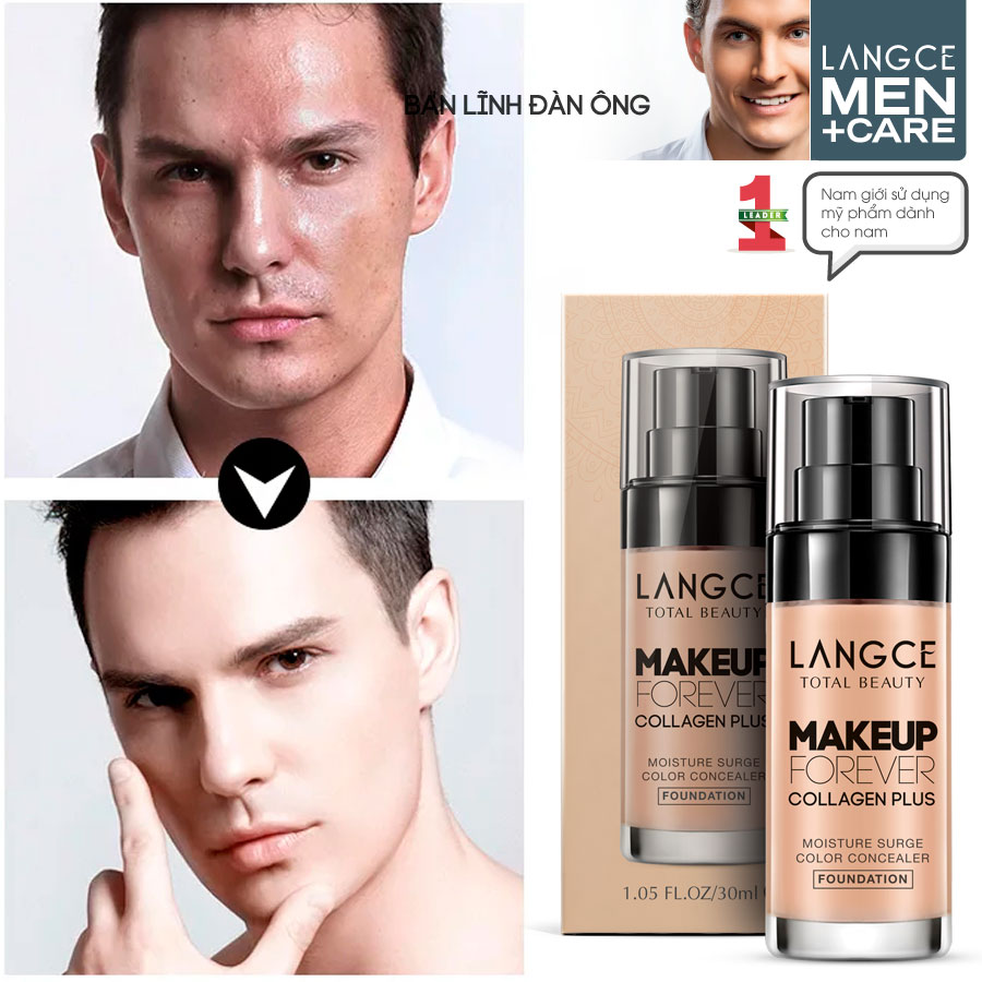 TOTAL BEAUTY MAKE UP KEM NỀN CHE KHUYẾT ĐIỂM + HÌNH XĂM, KIỀM DẦU DƯỠNG ẨM DA 30ml LANGCE DÀNH CHO NAM