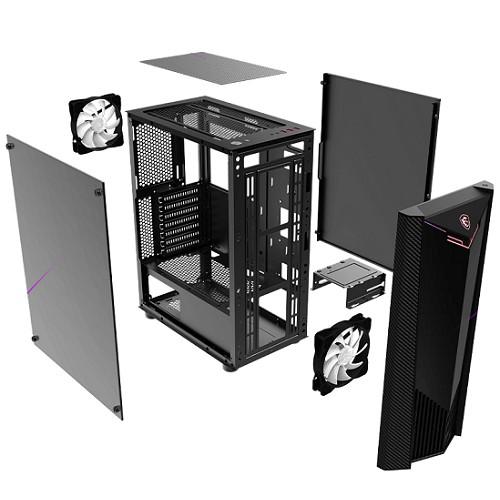 Vỏ Case Máy Tính MSI MAG SHIELD 110R (Mid Tower/Màu Đen/ Kèm 2 Fan )- Hàng Chính Hãng