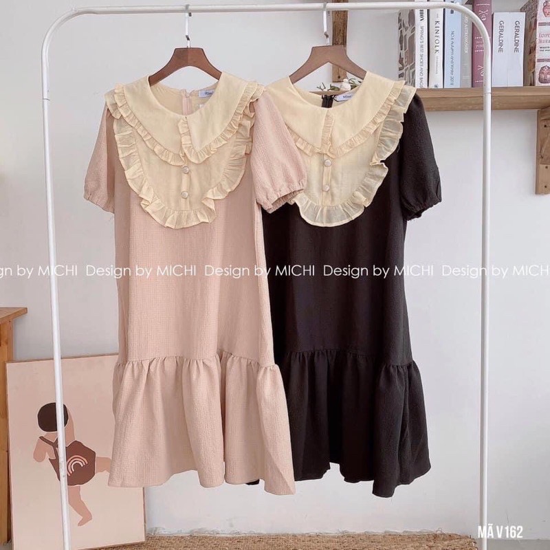 Đầm suông đuôi cá cổ bèo tiểu thư