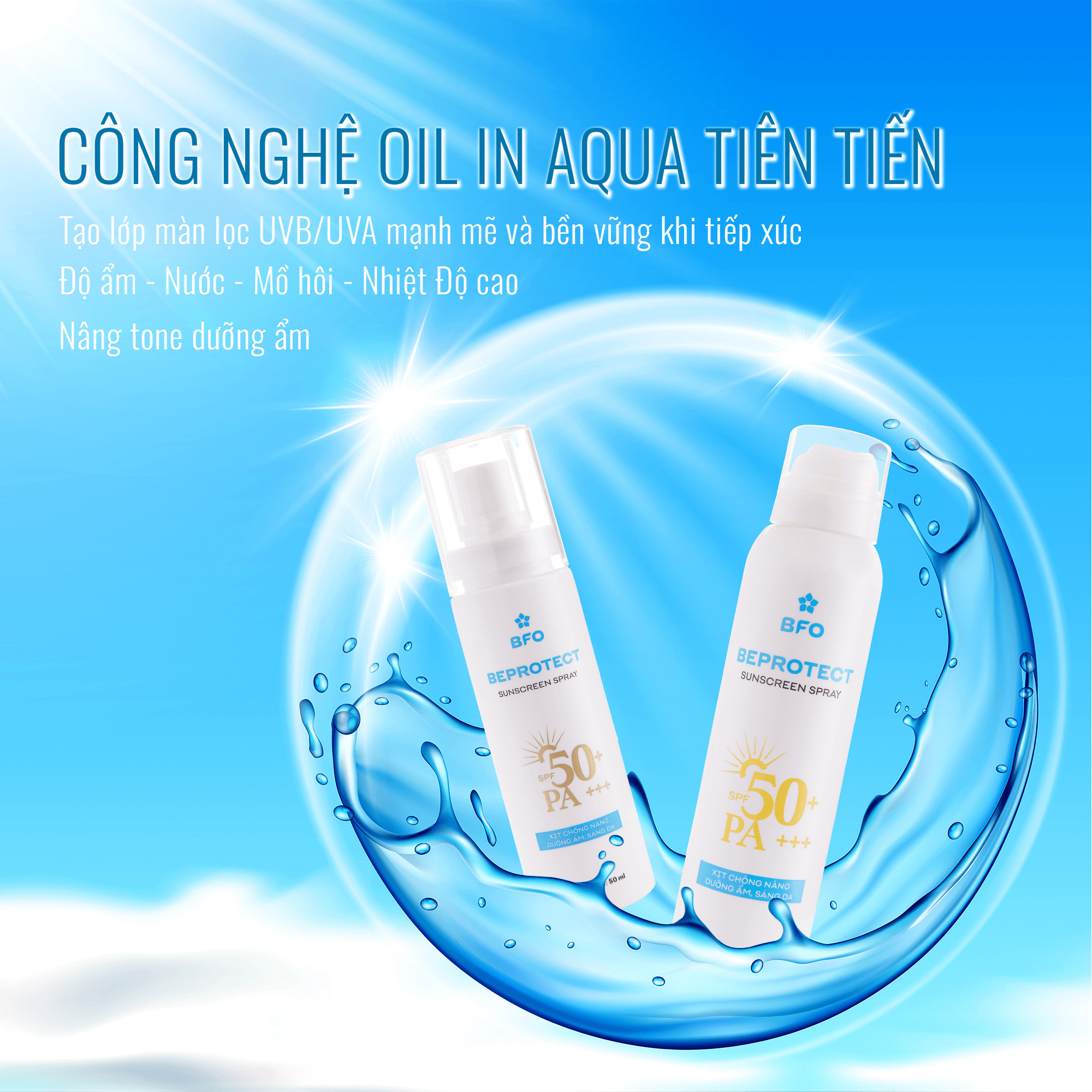 Xịt Chống Nắng Bảo Vệ Hoàn Hảo Dưỡng Da Nâng Tone Beprotect Spf 50 Pa - Sữa Bò - 180Ml