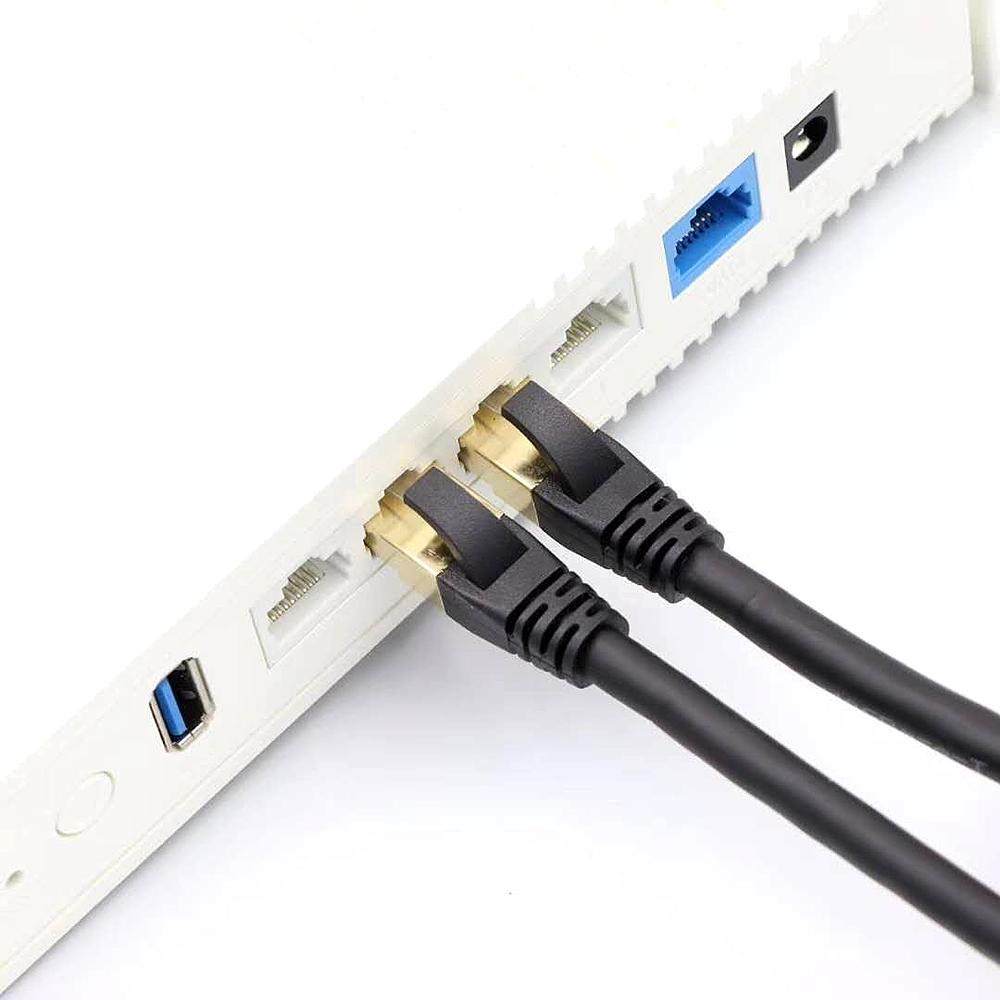 Cáp Ethernet Cat8 Cáp mạng tốc độ cao 40Gbps 2000Mhz / Cặp xoắn được bảo vệ / Mạ vàng Giao diện RJ45
