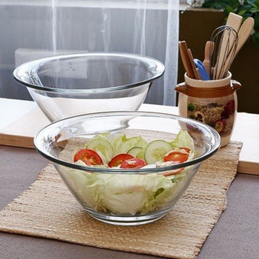 Combo 2 Tô Trộn Thủy Tinh Cường Lực Chịu Nhiệt Đường Kính 26 Cm & 30 Cm - Sản xuất tại Ý