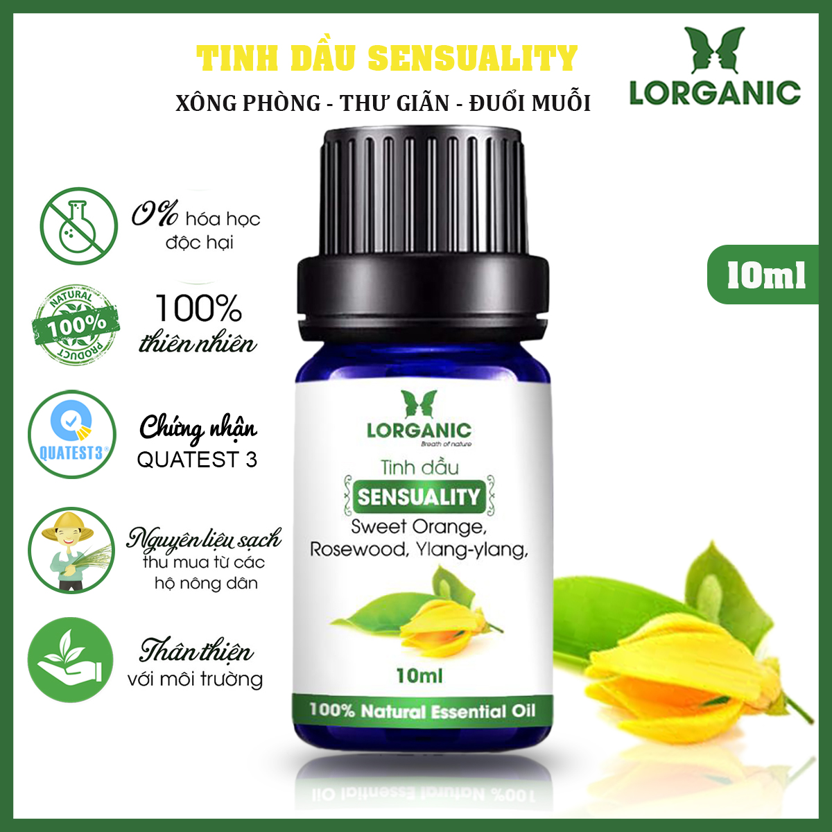 Combo Tinh Dầu Hợp Hương Lorganic: Tress Relife Thư Giãn + Sensual Gợi Cảm (10ml / Chai)