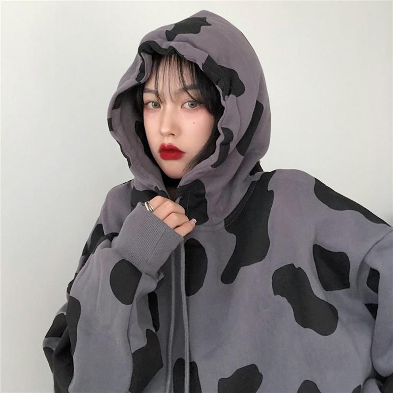 Áo hoodie bò sữa nữ form rộng dài vải nỉ chất đẹp giá rẻ hàng quảng châu  áo thu đông unisex Ulzzang 2022