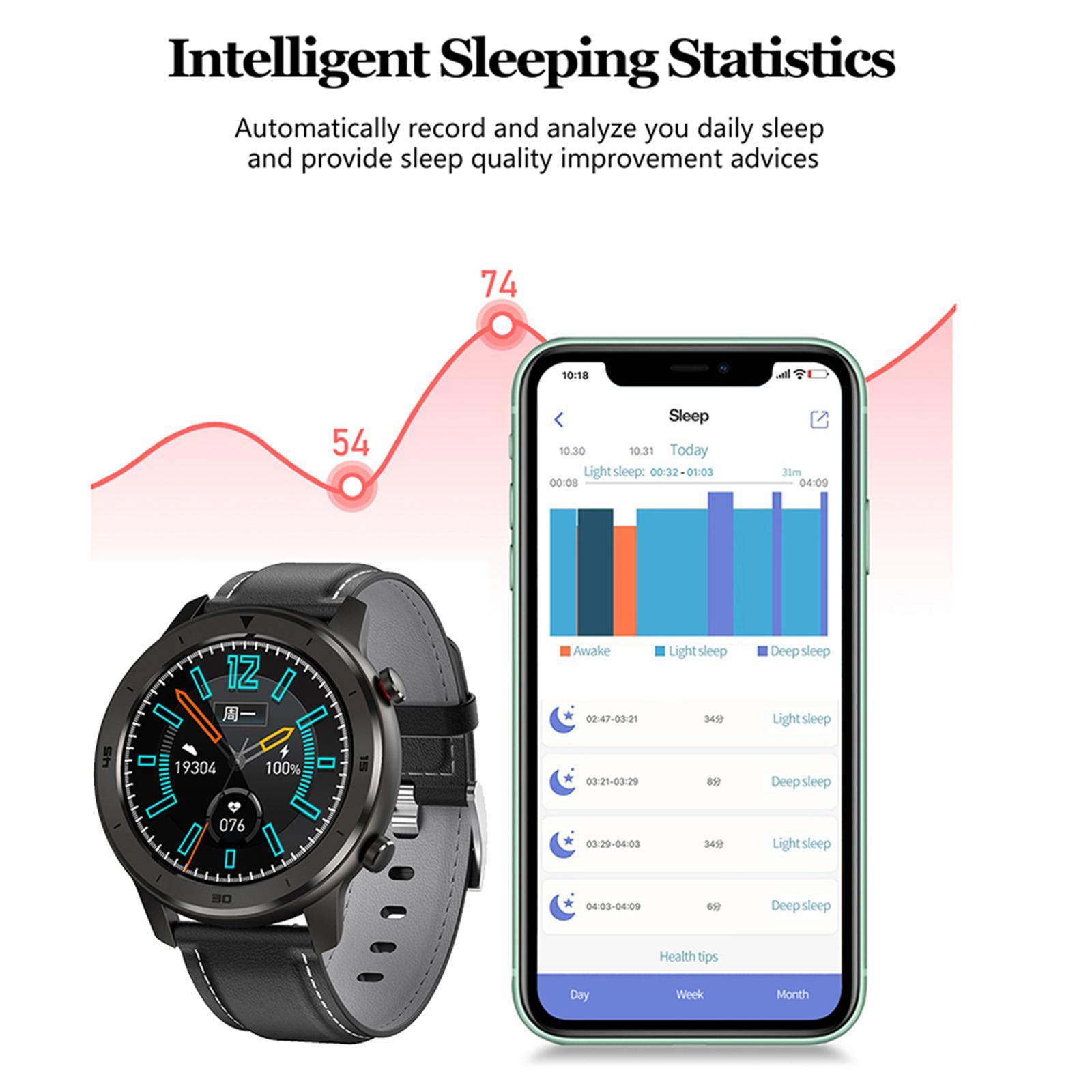 DT78 Smart Wrist Watch Bracelet Black PU Leather