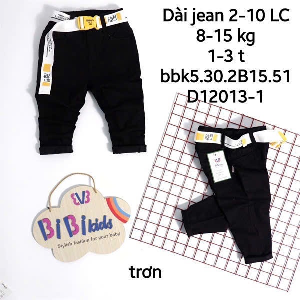Quần jeans dài cho bé trai phối đồ đi chơi size 9-15kg chất jeans co giãn mềm thoải mái