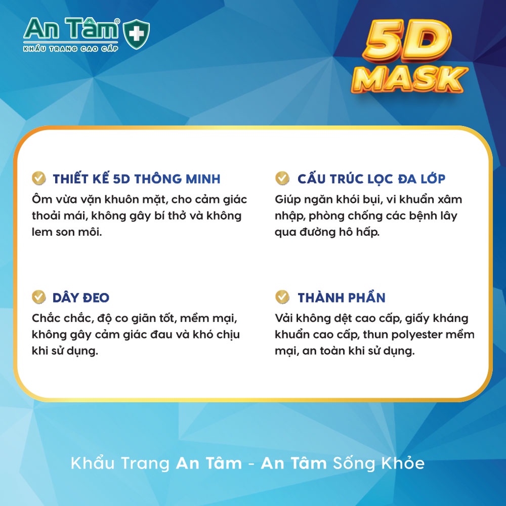 [HCM-GIÁ SỈ]  Khẩu Trang Y Tế 5D Người Lớn  3 lớp Vải Không Dệt &amp;amp; Giấy Kháng Khuẩn - An toàn cho bạn